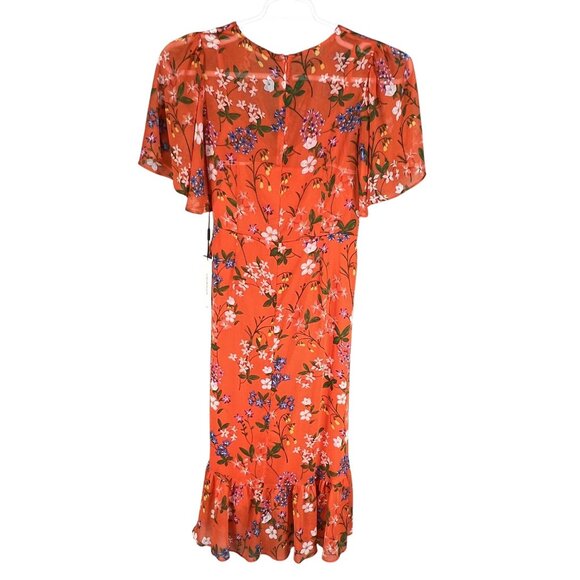 Calvin Klein NWT Womens 6 Floral Chiffon Ruffle Midi Dress Fairycore Bloomcore - Picture 13 of 16